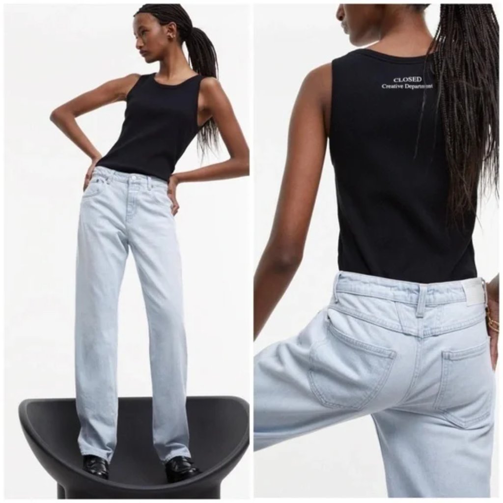 Closed Denim Briston Straight Jeans Rigid Cotton Organic Light Wash Size 25